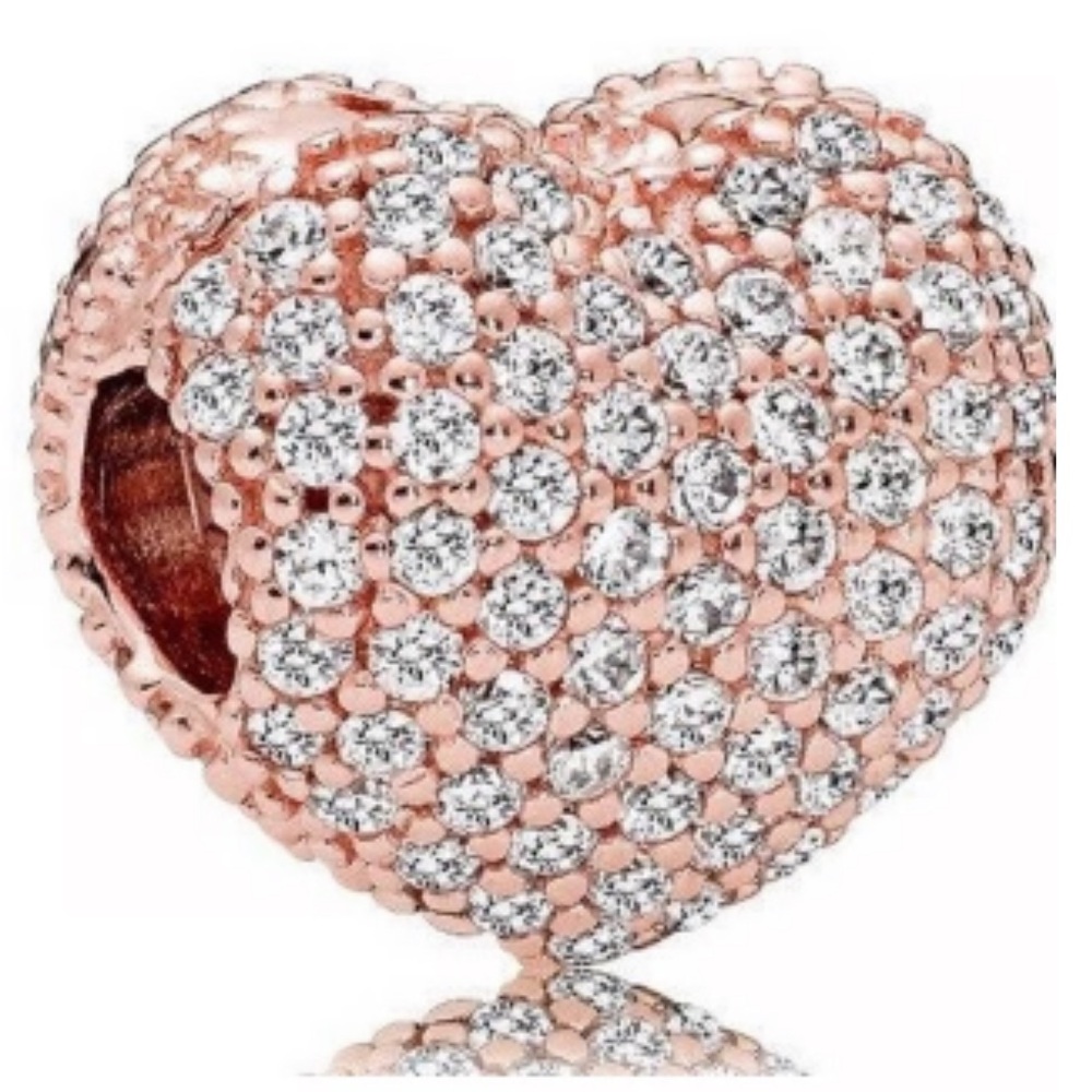 Rose Gold Pandora Pavé Heart Clip Charm
